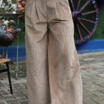 Krem Kadife Pantolon - Geniş Paça